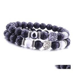 Kunst en ambachten natuurlijke vulkanische lava stenen boom van leven armband etherische olie per diffuser armbanden stretch yoga sieraden druppel del dhtvx