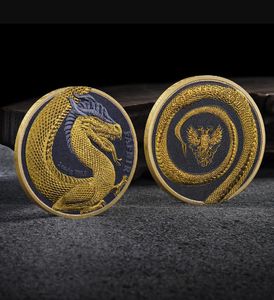 Arts et artisanat nouvelle médaille commémorative Dragon imprimée en couleur 2OZ pièce de monnaie Dragon médaille commémorative cadeau 2 oz
