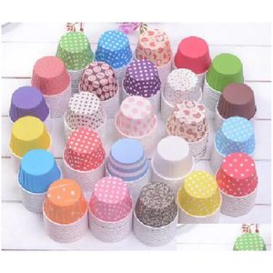 Arts et artisanat nouvelle mode environnement Colorf Stripe Dot Paper Cake Cups 50X39Mm Baking Cup Liners Mod Décoration Drop Delivery Home Dho27