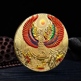 Arts et artisanat Nirvana feu oiseau or argent blanc oiseau Lin Phoenix pièce couleur impression pièce commémorative