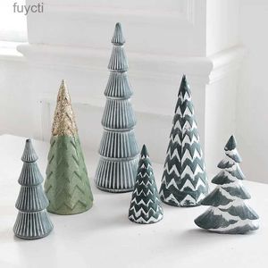 Arts et artisanat Arbre de Noël en bois nordique Gris Bleu Or Artistique Simple Arbre de Noël Fête de Noël Photo Prop Artisanat Ornement Décor Navidad YQ240119