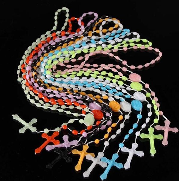 Arts And Crafts Pendentif Colliers Pendentifs Bijoux Catholique Chapelet Collier En Plastique Religieux Jésus Croix Crucifix Nuit Lumious Dro Ot7Nr