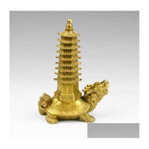 Arts et artisanat tortue dragon en cuivre pur neuf couches tour Wenchang Fortune petit lieu 6803399 livraison directe maison jardin Dhzwu