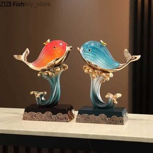 Kunst- en ambachten hars ornamenten vis sculptuur livin kamer tv -stand standbeeld displays miniaturen decoratie ambachten huizenaccessoires iftl2447