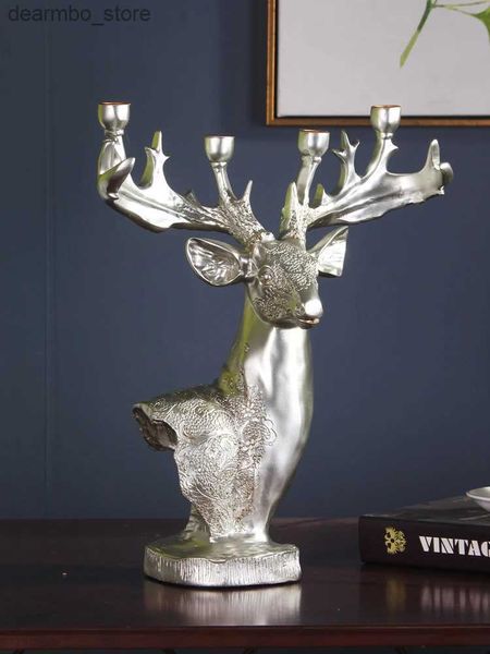 Arts et artisanat résine artisanat ornements simulation animal cerf milu cerf chandelier wapiti bougeur pendentif accessoires de décoration de maison l49