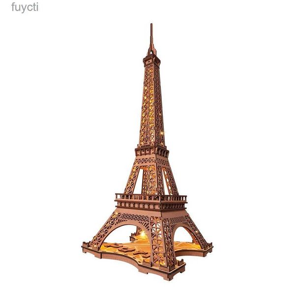 Artes y manualidades Robotime Juego de rompecabezas de madera 3D Noche de la Torre Eiffel 1 638 modelos para niños adultos Kits de manualidades DIY Regalo DIY con luz YQ240119