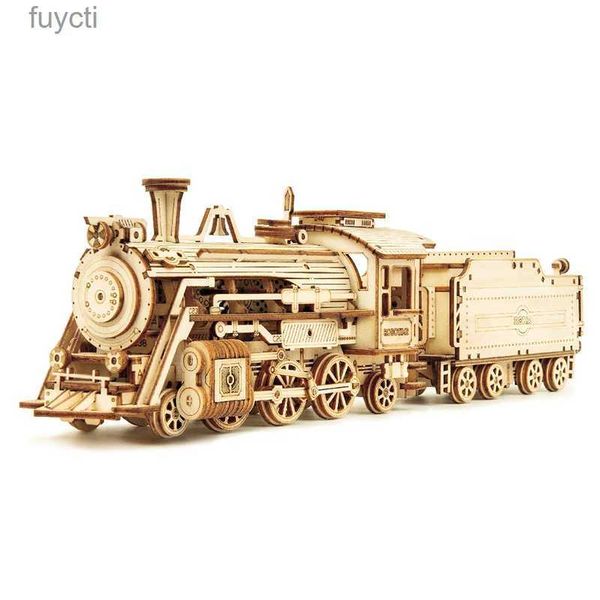 Artes y manualidades Robotime Rokr 3D Rompecabezas de madera Montessori Juguetes Tren de vapor Ejército Jeep Camión pesado Modelo Kits de construcción para niños YQ240119