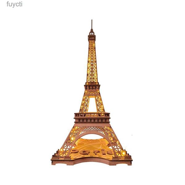 Arts and Crafts Robotime Rolife Nuit de la Tour Eiffel Puzzle 3D en Bois pour Adolescents Adultes Vues Miniatures de bâtiments célèbres Jouets décoration YQ240119