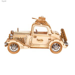 Arts et artisanat Robotime Rolife modèle de voiture Vintage 3D Puzzle en bois jouets pour enfants enfants adultes TG504 YQ240119