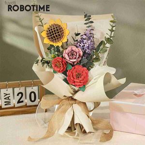 Arts et artisanat Robotime Rowood 3D bouquet de fleurs en bois kit de jeux de puzzle puzzle en bois pour adultes cadeaux d'anniversaire fille YQ240119