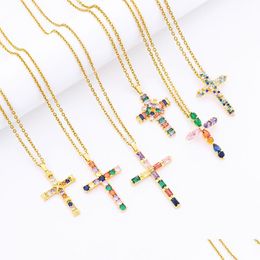 Arts et artisanat vendant un collier de pendentif en zircon de couleur mixte en Europe et en Amérique à la mode minimaliste personnalisée ACC DHD8U