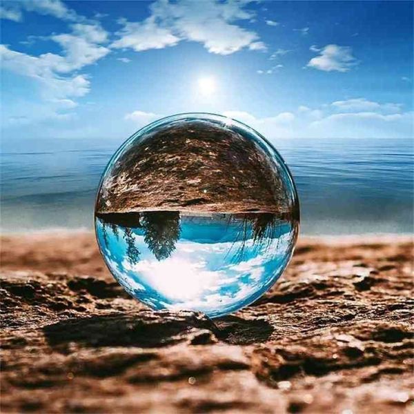 Arts et artisanat navire des États-Unis 200 mm Rare clair asiatique Quartz feng shui boule boule de cristal sphère mode décor à la maison bonne chance 210728269B