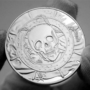 Artes y manualidades Calavera Barco Pirata Serie Ballena Blanca Medalla de plata en relieve Moneda de calavera