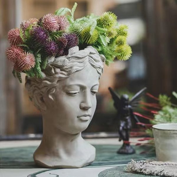 Arts and Crafts statue pot de fleurs moule en silicone déesse grecque vase résine béton succulentes plante pot de fleur argile 230625