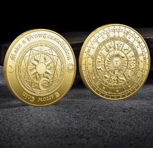 Arts and Crafts Tarot Wish Coins Lucky Constellation Médaille commémorative Sun Moon Glory Feng Shui Médaille commémorative bicolore