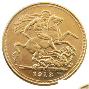 Arts and Crafts United Kingdom 1 Sovereign 1911 1919 7pcs Date pour choisi CORT Gold plaqued Coins Promotion Factory Nice Home Acce Otakx