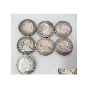 Arts Et Artisanat Us 1798 1804 7 Pcs Drapé Buste Dollar Aigle Héraldique Sier Plaqué Copie Pièces Métal Artisanat Meurt Usine De Fabrication Pr Dhhx5