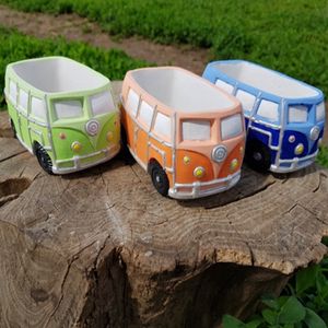 Arts et artisanat Van Bus rétro voiture béton ciment Pot de fleur Silicone moule succulente planteur moule argile bricolage 230625