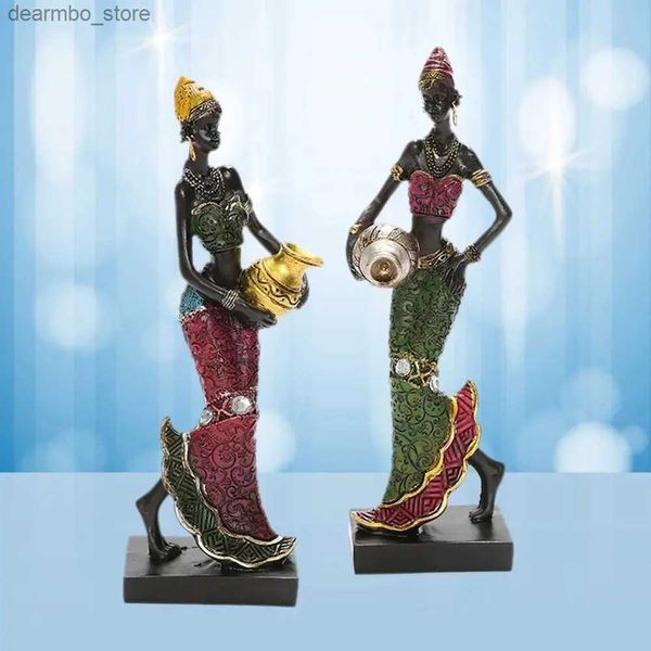 Arts et artisanat Vintae Art Desin Decoration Home Decoration Ethnique Custraft Handicraft African Statue Tribal Lady Fiurines Ornement de bureau Artisanat L49