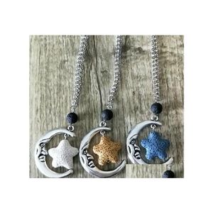 Arts et artisanat Vintage Sier Color Starfisf Lava Stone Moon Diffuseur Collier Volcanic Rock Aromath￩rapie Huile essentielle pour les femmes Dro DH9DQ