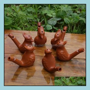 Artes y manualidades Silbato de pájaro acuático Vintage Cerámica Artesanía Silbatos Arcilla Ocarina Curruca Canción Chirridos Niños Juguetes de baño Gota D Dh0Kg