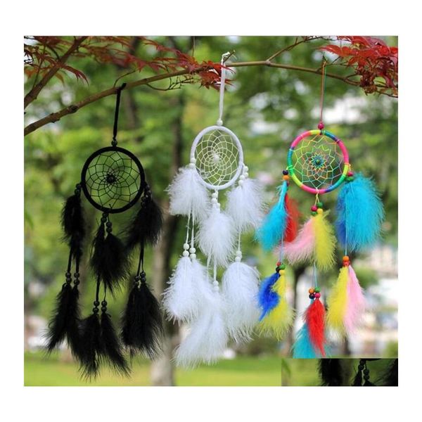 Arts Et Artisanat En Gros 1 Pcs Dreamcatcher Inde Style À La Main Dream Catcher Net Avec Plumes Carillons Éoliens Suspendus Carft 2124 V2 D Dhvzx