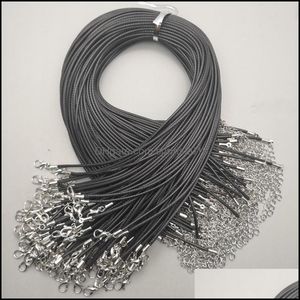 Artes y artesanías Venta al por mayor Negro 1.5Mm 2Mm Cuerda Cadenas de cera Broche de joyería Collar de langosta Cordón artesanal Collares Cordón Penda Sports2010 Dh7Fh