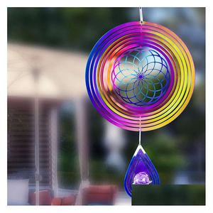 Arts And Crafts Wind Spinners 6 Pouces 3D Carillon Rotatif Jardin Suspendu En Acier Inoxydable Miroir Réfléchissant Drop Delivery Home Dhmcw