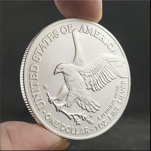 Arts et artisanat Aigle ailé Euro American Eagle Ocean Gold Silver Coin Pièce commémorative Pièce féminine gratuite Pièce commémorative transfrontalière Eagle Ocean