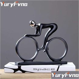 Arts et artisanat Yuryfvna Vélo Statue Champion Cycliste Scpture Figurine Résine Moderne Art Abstrait Athlète Cycliste Home Decor Q052 Dhzlq