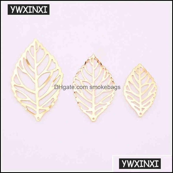 Arts et artisanat Ywxinxi 50 Pcs Mode Simple Feuille Filigrane Métal Artisanat Bijoux Bricolage Fait Main Bijoux Pendentif Costume Décoration Otsu3