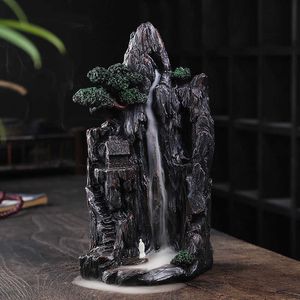 Arts et artisanat Zen alpin coulant eau reflux brûleur d'encens décoration de la maison ornements créatifs maison intérieur diffuseur d'arôme porte-encensoir Y23