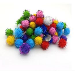Arts Craft Pom Poms Glitter Poms Sparkle Balls Assorted Color with Glitter Tinsel voor DIY Craft Party Decoration Cat Toys Multiple5574974