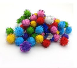 Arts Craft Pom Poms Glitter Poms Sparkle Balls Assorted Color with Glitter Tinsel voor DIY Craft Party Decoration Cat Toys Multiple6029834