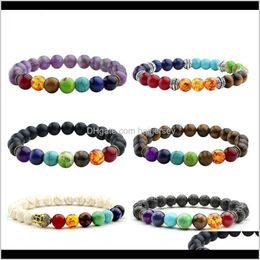 Kunsten, Crafts Gifts Home Garden Drop Delivery 2021 10 Chakra Men Black Lava Healing Balance kralen Reiki Boeddha Gebed natuursteen Yoga beha