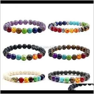 Arts, Artisanat Cadeaux Maison Jardin Drop Delivery 2021 10 Chakra Hommes Lave Noire Guérison Équilibre Perles Reiki Bouddha Prière Pierre Naturelle Soutien-Gorge De Yoga