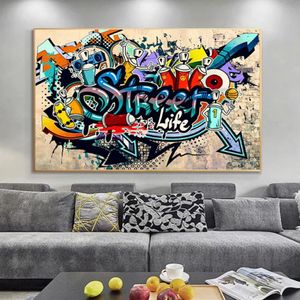 Kunstwerk Graffiti Art Street Pop Posters Canvas Schilderij Posters en Prints Cuadros Woonkamer Woondecoratie Muur Art210a