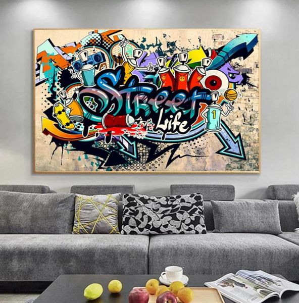 Arte de Graffiti, carteles Pop callejeros, pintura en lienzo, carteles e impresiones, Cuadros, decoración del hogar para sala de estar, pared Art7936233