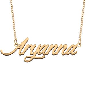 Aryanna Naam Ketting Hanger voor Vrouwen Vriendin Geschenken Aangepaste Naambord Kinderen Beste Vrienden Sieraden 18k Verguld Roestvrij Staal