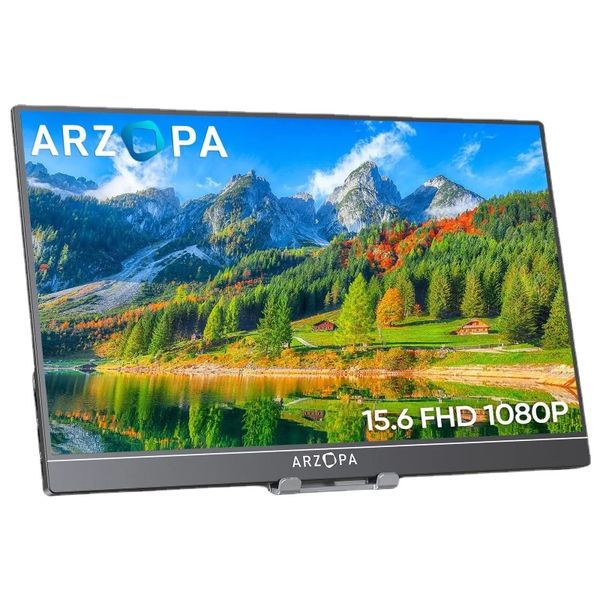 Arzopa Monitor portátil de 15,6 pulgadas FHD 1080P IPS USB-C Mini-segunda pantalla externa para Mac Laptop PC Android Switch Xbox PS4/5