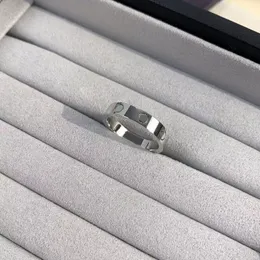 Als originele designer Logo Engrave 6mm Diamond Love Ring 18K Gold Silver Rose 750 roestvrijstalen ringen Dames Liefhebbers Huwelijksjuwelen Gift Big Size 5-11