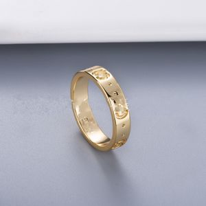 En tant que logo original G grave boy girl band ring 18k Gold Silver Letter sants femmes hommes concepteurs amants de mariage bijoux dame fête des cadeaux USA taille 6 7 8 9 10