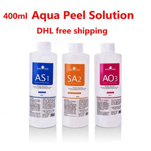 100% Corée du Sud importe une machine hydrafaciale La microdermabrasion utilise une solution de peeling aqua 400 ml par bouteille de sérum facial hydra pour peau normale