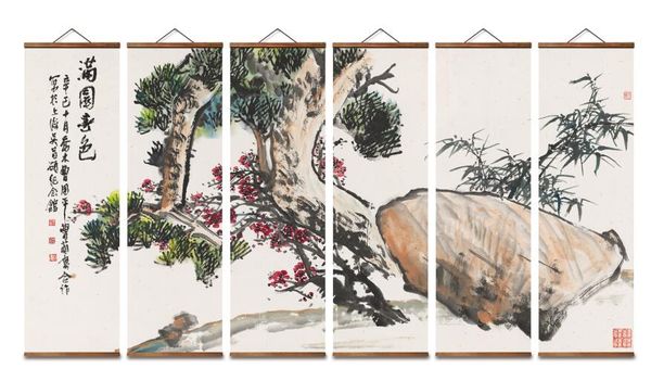 AS2003 chino lleno de primavera decorativa de arte decorativo de arte de la pared pinturas de desplazamiento de madera maciza