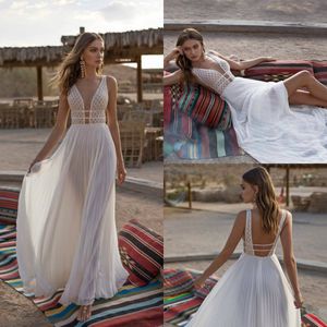 Asaf dadush sexy strand trouwjurken 2019 diepe v-hals kant backless boho trouwjurk bruidsjurken op maat gemaakt