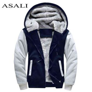 ASALI Bomber Jacket Men Brand Winter Thick Warm Fleece Zipper Coat para hombre SportWear Chándal Hombre European Hoodies 211217