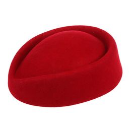 ASDS-New Elegant Wool Filt Pillbox Stewardess Air Hostesses Beret Hat Party Base Cap253U