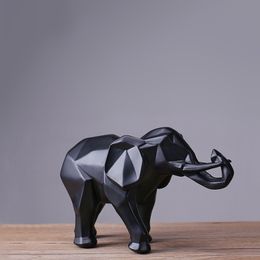 ASFULL Or abstrait Statue d'éléphant Ornements en résine Accessoires de décoration pour la maison Cadeau Géométrique Résine Or Éléphant Sculpture T200710