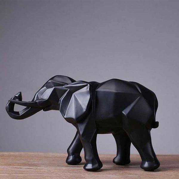 ASFULL abstrait or éléphant Statue résine ornements décoration de la maison accessoires cadeau géométrique Sculpture 210728