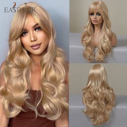 Ash Blonde WAVY Cosplay Pruiken met pony Natural Long Synthetic Hairs for Women Lolita Party Heat Resistant Fibers Wigfactory Direct
